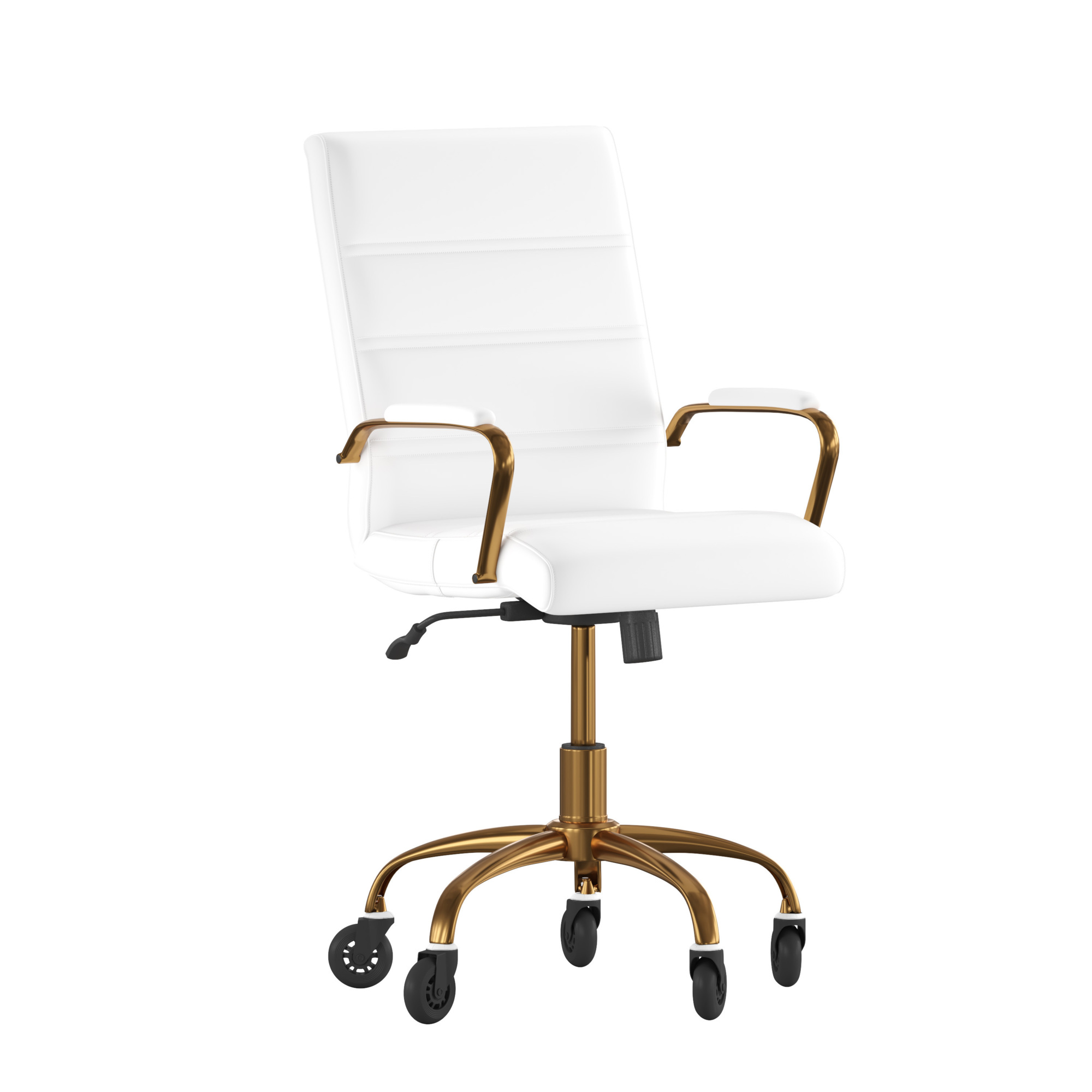 Flash Furniture, White LeatherSoft Roller Wheel Executive Chair, Included (qty.) 2 Model# GO2286MWHGLDRLB